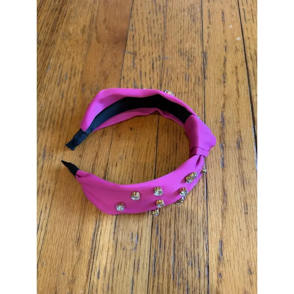 Rhinestone Headband Womens One Size Pink Padded Knot Jeweled Party Cocktail